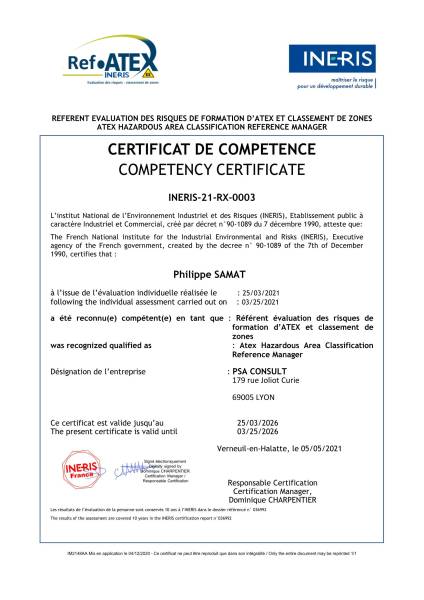 Certificat REF-ATEX Lyon
